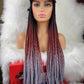 Satin lined braided hat wig (1b/burg /grey) - GeVi Beauty 