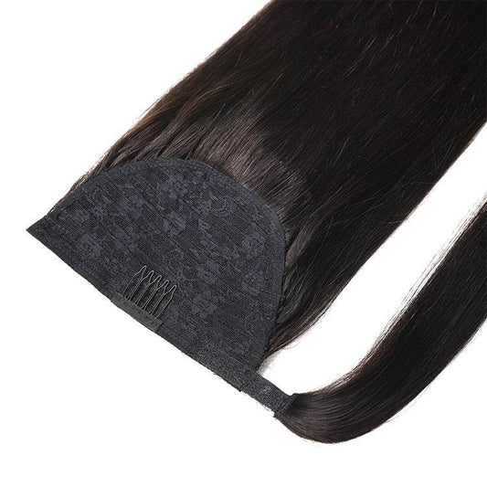 Wrap Around Straight Human Hair Ponytail - GeVi Beauty 